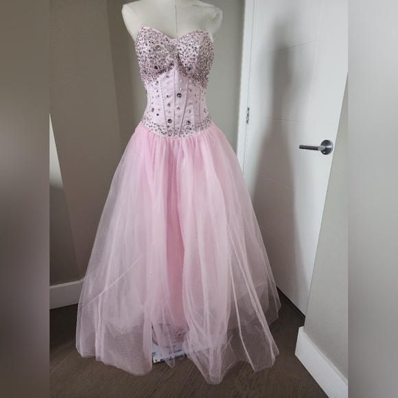 NWT Grace Karin Ball Gown A Line Dress Pink with Rhinestones - Picture 2 of 6